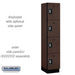 Salsbury 15" Wide Four Tier Designer Wood Locker - 1 Wide - 6 Feet High - 18 Inches Deep - Mahogany - Silver Resettable Combination Locks - Sweatfully