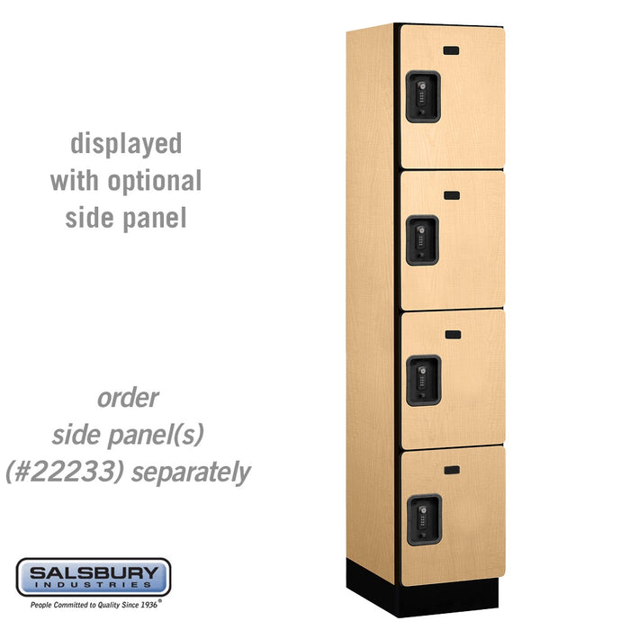 Salsbury 15" Wide Four Tier Designer Wood Locker - 1 Wide - 6 Feet High - 18 Inches Deep - Maple - Black Resettable Combination Locks - Sweatfully