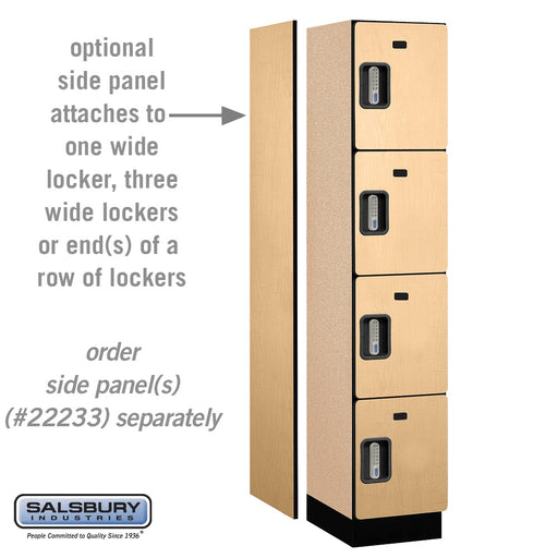 Salsbury 15" Wide Four Tier Designer Wood Locker - 1 Wide - 6 Feet High - 18 Inches Deep - Maple - Silver Electronic Locks - Sweatfully