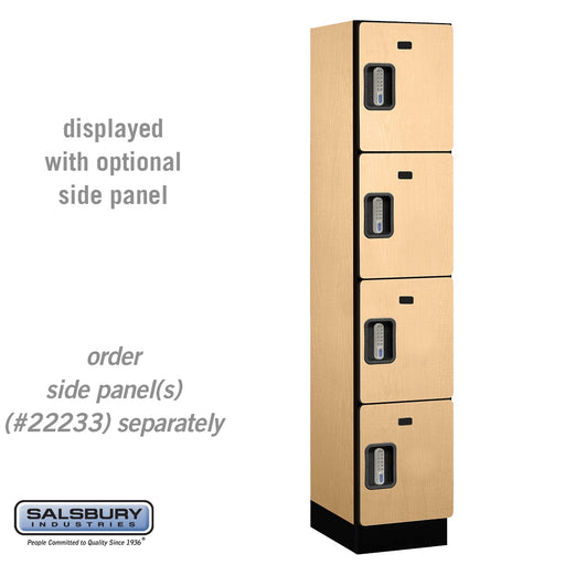 Salsbury 15" Wide Four Tier Designer Wood Locker - 1 Wide - 6 Feet High - 18 Inches Deep - Maple - Silver Electronic Locks - Sweatfully