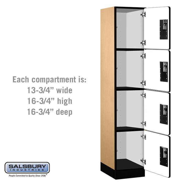 Salsbury 15" Wide Four Tier Designer Wood Locker - 1 Wide - 6 Feet High - 18 Inches Deep - Maple - Hasps - Sweatfully
