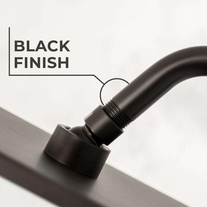 10.5 in. S-Shaped Stainless Steel Shower Head Extension Arm (Black Finish) - Sweatfully