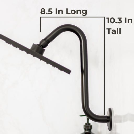 10.5 in. S-Shaped Stainless Steel Shower Head Extension Arm (Black Finish) - Sweatfully