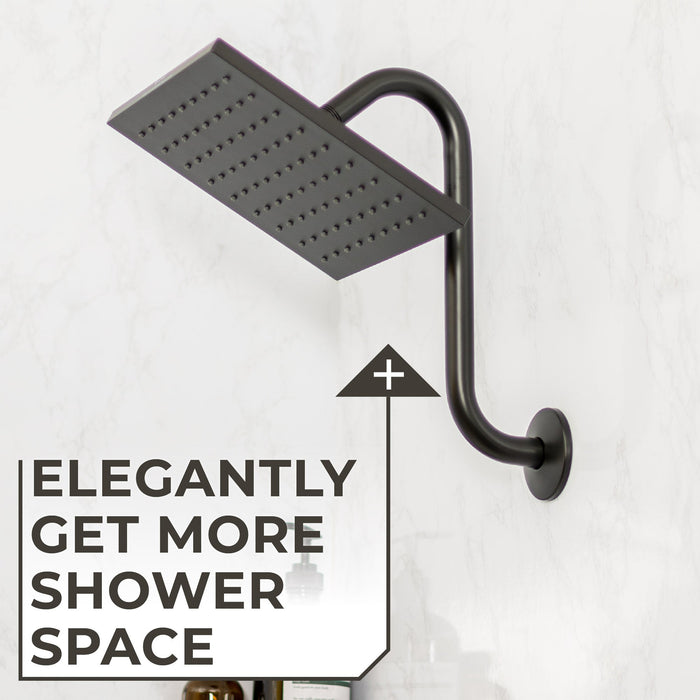 10.5 in. S-Shaped Stainless Steel Shower Head Extension Arm (Black Finish) - Sweatfully