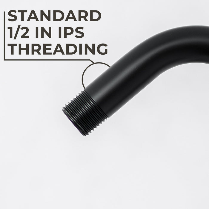 10.5 in. S-Shaped Stainless Steel Shower Head Extension Arm (Black Finish) - Sweatfully