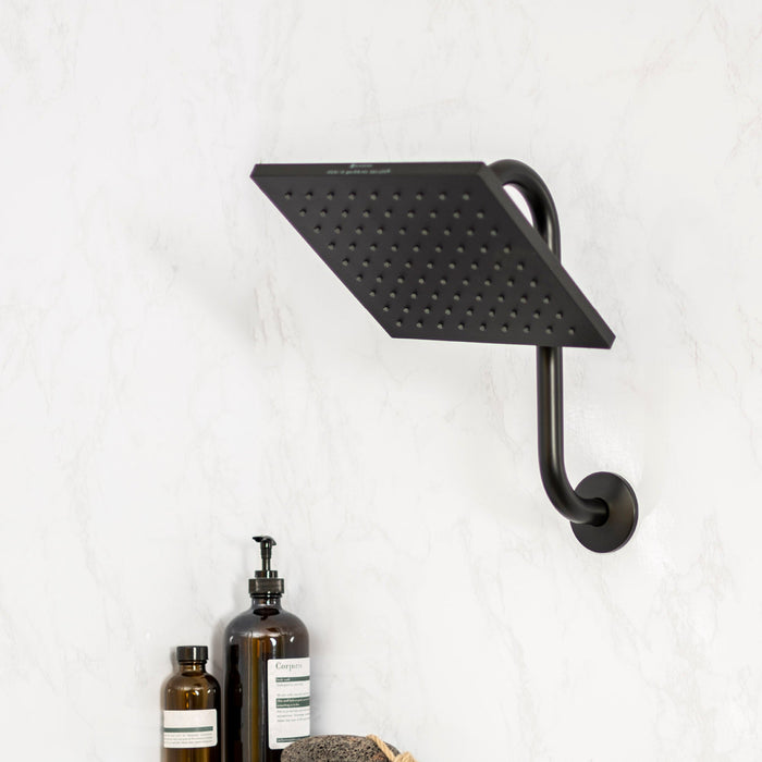 10.5 in. S-Shaped Stainless Steel Shower Head Extension Arm (Black Finish) - Sweatfully