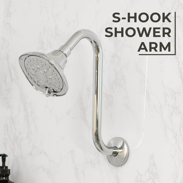 10.5 in. S-Shaped Stainless Steel Shower Head Extension Arm (Chrome Finish) - Sweatfully