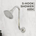 10.5 in. S-Shaped Stainless Steel Shower Head Extension Arm (Chrome Finish) - Sweatfully