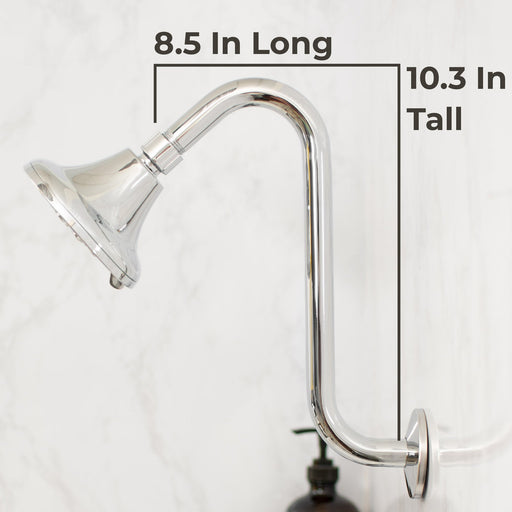 10.5 in. S-Shaped Stainless Steel Shower Head Extension Arm (Chrome Finish) - Sweatfully