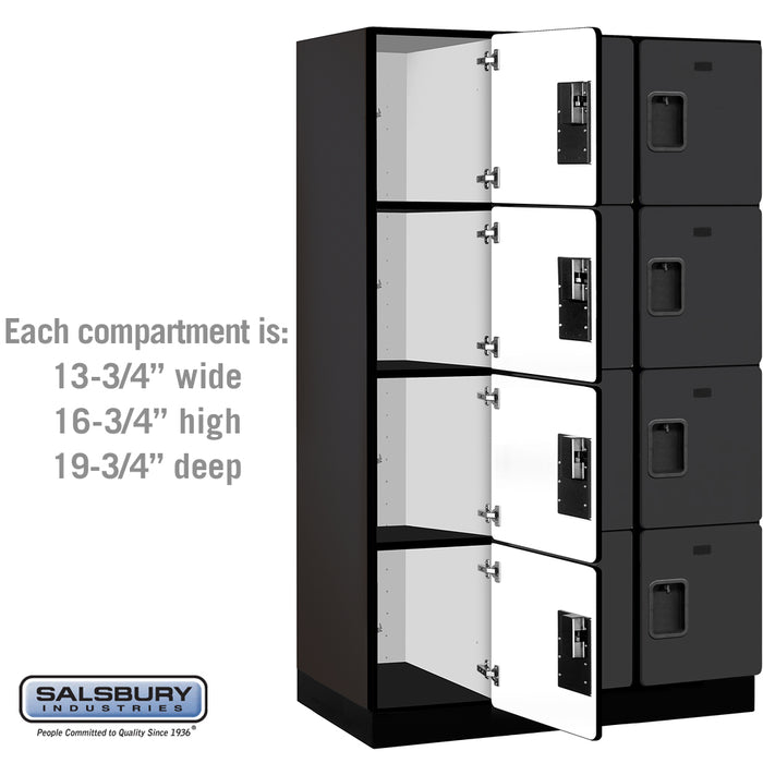 Salsbury 15" Wide Four Tier Designer Wood Locker - 3 Wide - 6 Feet High - 21 Inches Deep - Black - Hasps - Sweatfully