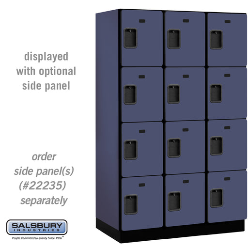 Salsbury 15" Wide Four Tier Designer Wood Locker - 3 Wide - 6 Feet High - 21 Inches Deep - Blue - Hasps - Sweatfully