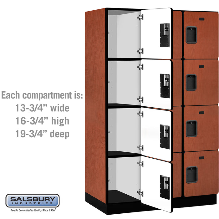 Salsbury 15" Wide Four Tier Designer Wood Locker - 3 Wide - 6 Feet High - 21 Inches Deep - Cherry - Hasps - Sweatfully