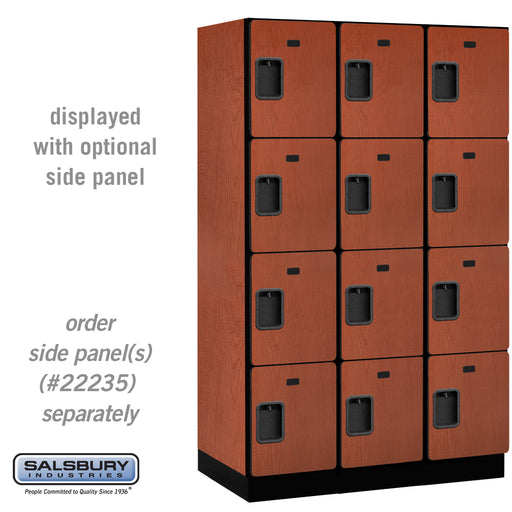 Salsbury 15" Wide Four Tier Designer Wood Locker - 3 Wide - 6 Feet High - 21 Inches Deep - Cherry - Hasps - Sweatfully