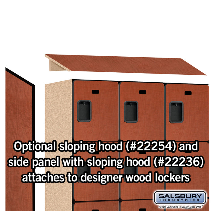 Salsbury 15" Wide Four Tier Designer Wood Locker - 3 Wide - 6 Feet High - 21 Inches Deep - Cherry - Hasps - Sweatfully