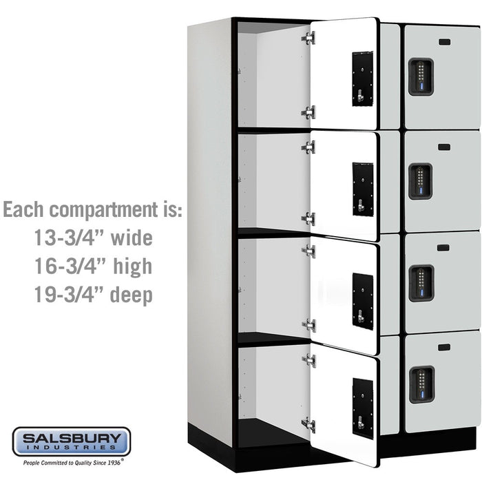 Salsbury 15" Wide Four Tier Designer Wood Locker - 3 Wide - 6 Feet High - 21 Inches Deep - Gray - Black Electronic Locks - Sweatfully