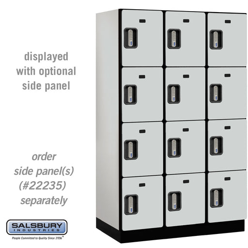 Salsbury 15" Wide Four Tier Designer Wood Locker - 3 Wide - 6 Feet High - 21 Inches Deep - Gray - Silver Electronic Locks - Sweatfully