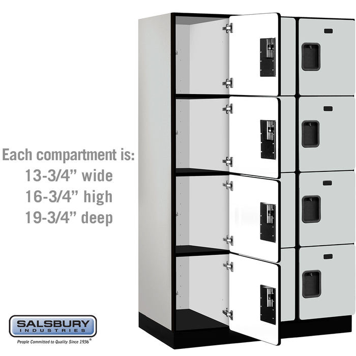 Salsbury 15" Wide Four Tier Designer Wood Locker - 3 Wide - 6 Feet High - 21 Inches Deep - Gray - Hasps - Sweatfully