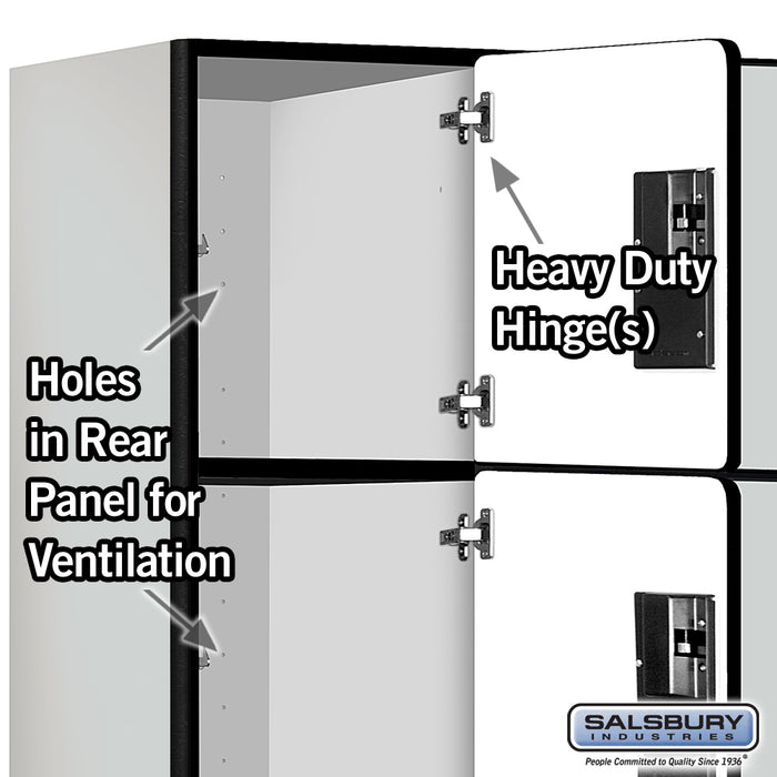Salsbury 15" Wide Four Tier Designer Wood Locker - 3 Wide - 6 Feet High - 21 Inches Deep - Gray - Hasps - Sweatfully
