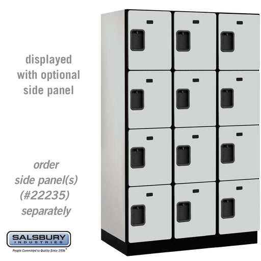 Salsbury 15" Wide Four Tier Designer Wood Locker - 3 Wide - 6 Feet High - 21 Inches Deep - Gray - Hasps - Sweatfully