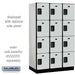 Salsbury 15" Wide Four Tier Designer Wood Locker - 3 Wide - 6 Feet High - 21 Inches Deep - Gray - Hasps - Sweatfully