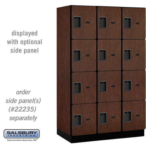 Salsbury 15" Wide Four Tier Designer Wood Locker - 3 Wide - 6 Feet High - 21 Inches Deep - Mahogany - Hasps - Sweatfully
