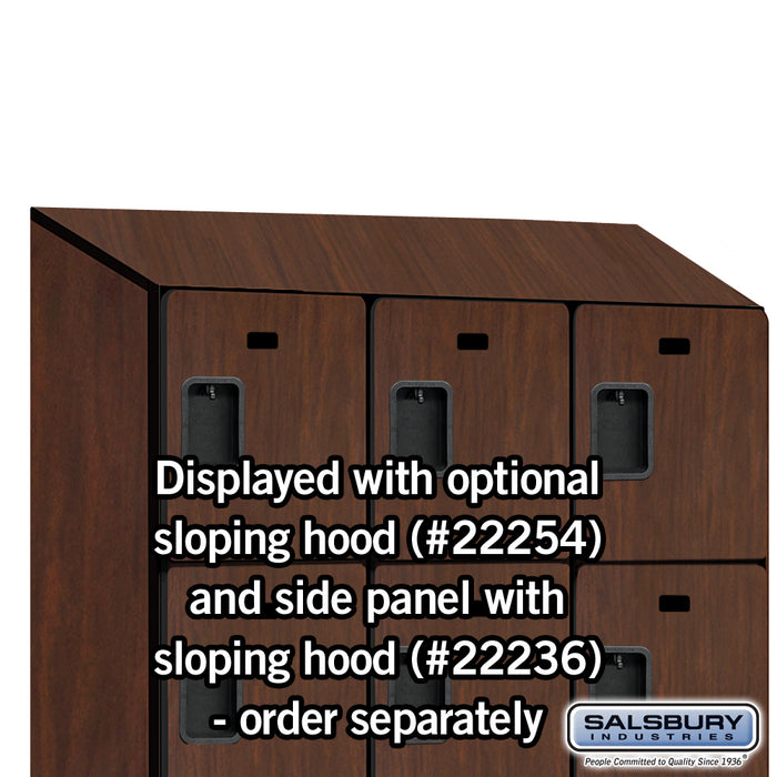 Salsbury 15" Wide Four Tier Designer Wood Locker - 3 Wide - 6 Feet High - 21 Inches Deep - Mahogany - Hasps - Sweatfully