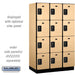 Salsbury 15" Wide Four Tier Designer Wood Locker - 3 Wide - 6 Feet High - 21 Inches Deep - Maple - Black Resettable Combination Locks - Sweatfully