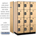 Salsbury 15" Wide Four Tier Designer Wood Locker - 3 Wide - 6 Feet High - 21 Inches Deep - Maple - Silver Electronic Locks - Sweatfully