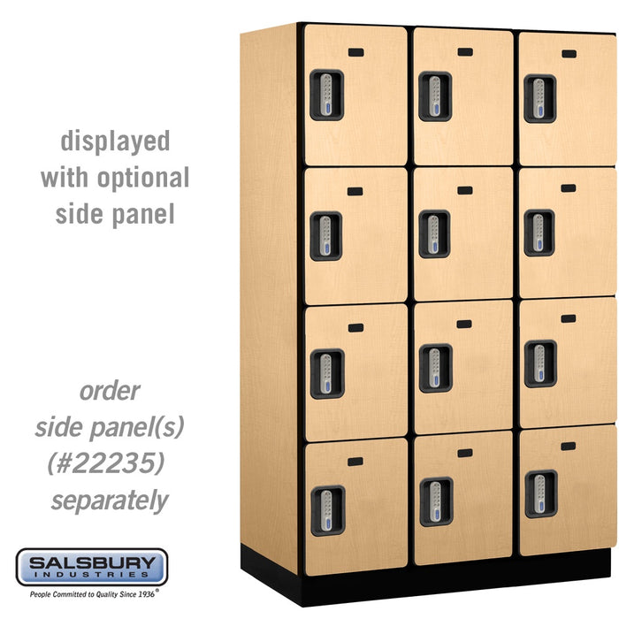 Salsbury 15" Wide Four Tier Designer Wood Locker - 3 Wide - 6 Feet High - 21 Inches Deep - Maple - Silver Electronic Locks - Sweatfully
