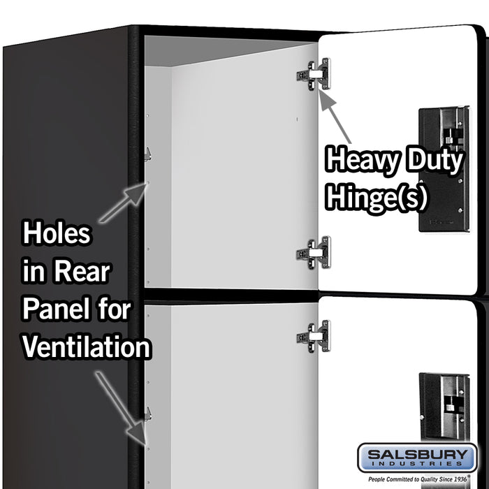 Salsbury 15" Wide Four Tier Designer Wood Locker - 3 Wide - 6 Feet High - 24 Inches Deep - Black - Hasps - Sweatfully