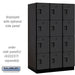 Salsbury 15" Wide Four Tier Designer Wood Locker - 3 Wide - 6 Feet High - 24 Inches Deep - Black - Hasps - Sweatfully