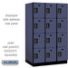 Salsbury 15" Wide Four Tier Designer Wood Locker - 3 Wide - 6 Feet High - 24 Inches Deep - Blue - Black Electronic Locks - Sweatfully