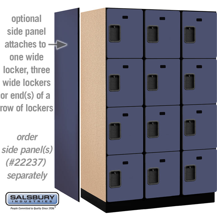 Salsbury 15" Wide Four Tier Designer Wood Locker - 3 Wide - 6 Feet High - 24 Inches Deep - Blue - Hasps - Sweatfully