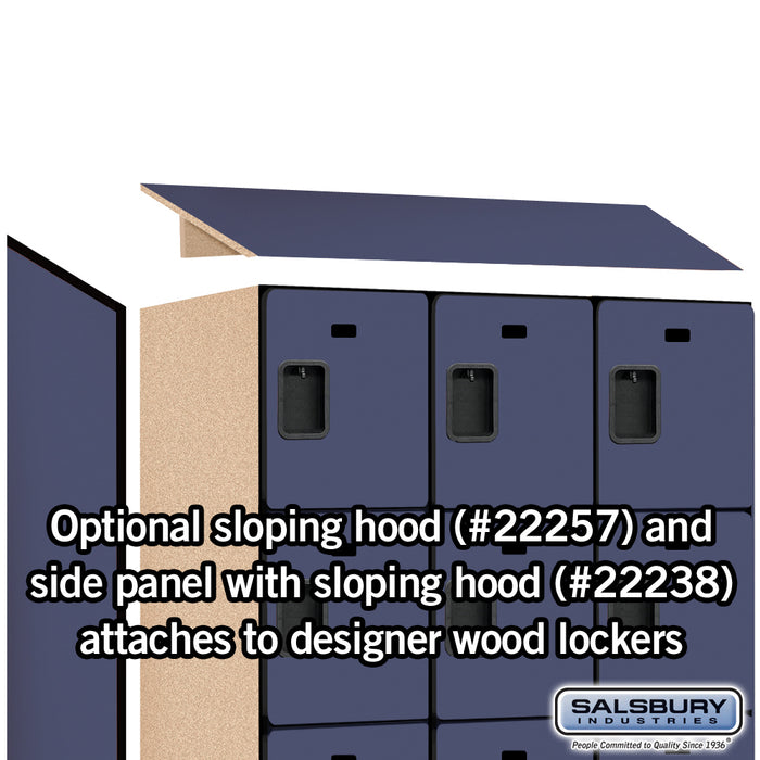 Salsbury 15" Wide Four Tier Designer Wood Locker - 3 Wide - 6 Feet High - 24 Inches Deep - Blue - Hasps - Sweatfully