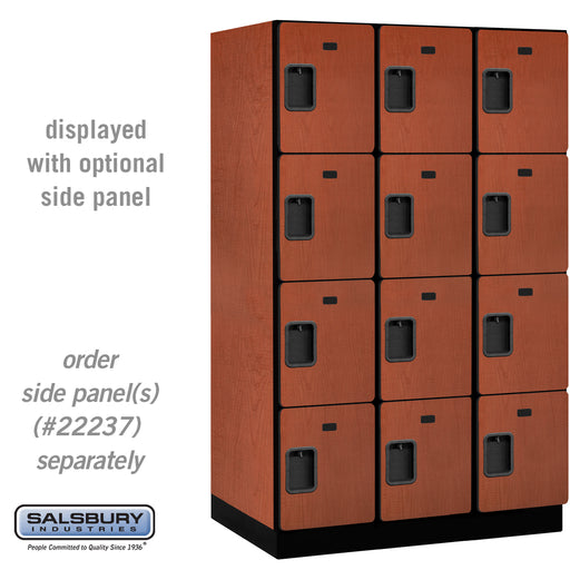 Salsbury 15" Wide Four Tier Designer Wood Locker - 3 Wide - 6 Feet High - 24 Inches Deep - Cherry - Hasps - Sweatfully