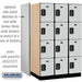 Salsbury 15" Wide Four Tier Designer Wood Locker - 3 Wide - 6 Feet High - 24 Inches Deep - Gray - Black Electronic Locks - Sweatfully