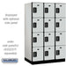 Salsbury 15" Wide Four Tier Designer Wood Locker - 3 Wide - 6 Feet High - 24 Inches Deep - Gray - Black Electronic Locks - Sweatfully