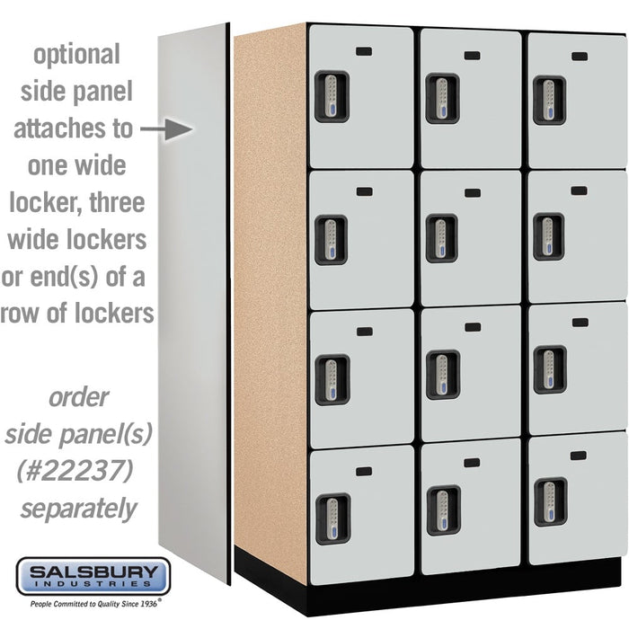 Salsbury 15" Wide Four Tier Designer Wood Locker - 3 Wide - 6 Feet High - 24 Inches Deep - Gray - Silver Electronic Locks - Sweatfully