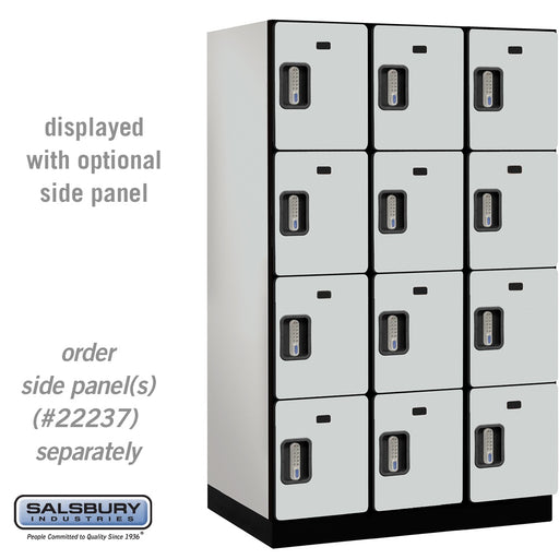 Salsbury 15" Wide Four Tier Designer Wood Locker - 3 Wide - 6 Feet High - 24 Inches Deep - Gray - Silver Electronic Locks - Sweatfully