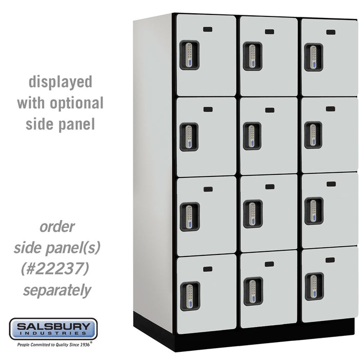 Salsbury 15" Wide Four Tier Designer Wood Locker - 3 Wide - 6 Feet High - 24 Inches Deep - Gray - Silver Electronic Locks - Sweatfully