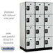 Salsbury 15" Wide Four Tier Designer Wood Locker - 3 Wide - 6 Feet High - 24 Inches Deep - Gray - Silver Resettable Combination Locks - Sweatfully