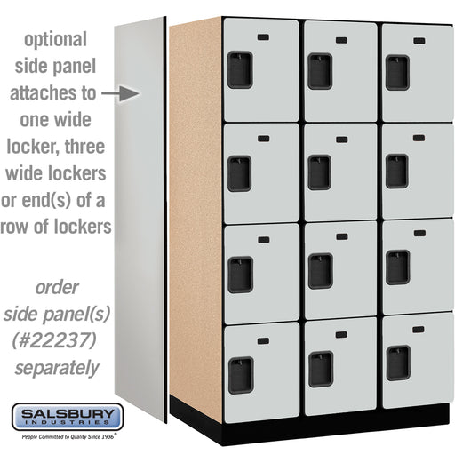 Salsbury 15" Wide Four Tier Designer Wood Locker - 3 Wide - 6 Feet High - 24 Inches Deep - Gray - Hasps - Sweatfully