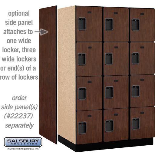 Salsbury 15" Wide Four Tier Designer Wood Locker - 3 Wide - 6 Feet High - 24 Inches Deep - Mahogany - Hasps - Sweatfully