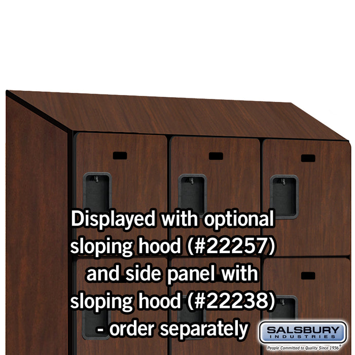 Salsbury 15" Wide Four Tier Designer Wood Locker - 3 Wide - 6 Feet High - 24 Inches Deep - Mahogany - Hasps - Sweatfully