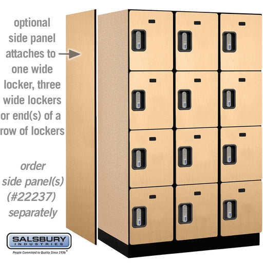 Salsbury 15" Wide Four Tier Designer Wood Locker - 3 Wide - 6 Feet High - 24 Inches Deep - Maple - Silver Electronic Locks - Sweatfully