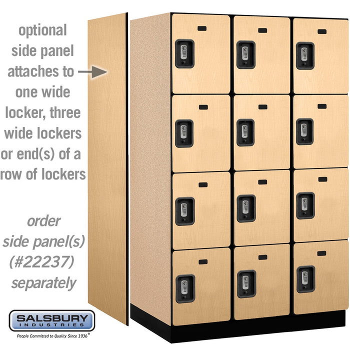 Salsbury 15" Wide Four Tier Designer Wood Locker - 3 Wide - 6 Feet High - 24 Inches Deep - Maple - Silver Resettable Combination Locks - Sweatfully