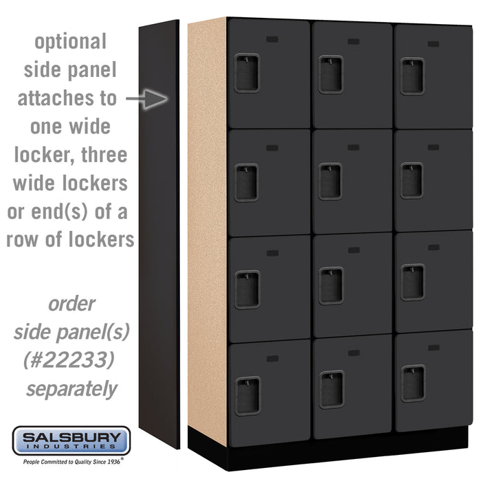 Salsbury 15" Wide Four Tier Designer Wood Locker - 3 Wide - 6 Feet High - 18 Inches Deep - Black - Hasps - Sweatfully
