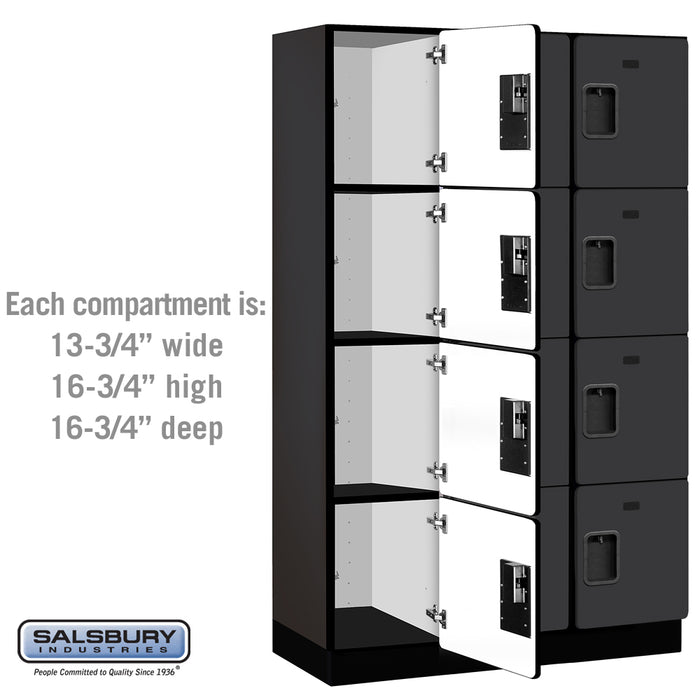 Salsbury 15" Wide Four Tier Designer Wood Locker - 3 Wide - 6 Feet High - 18 Inches Deep - Black - Hasps - Sweatfully