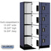 Salsbury 15" Wide Four Tier Designer Wood Locker - 3 Wide - 6 Feet High - 18 Inches Deep - Blue - Silver Electronic Locks - Sweatfully