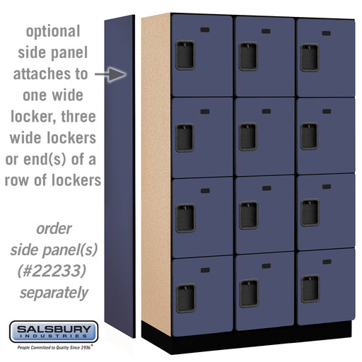 Salsbury 15" Wide Four Tier Designer Wood Locker - 3 Wide - 6 Feet High - 18 Inches Deep - Blue - Hasps - Sweatfully